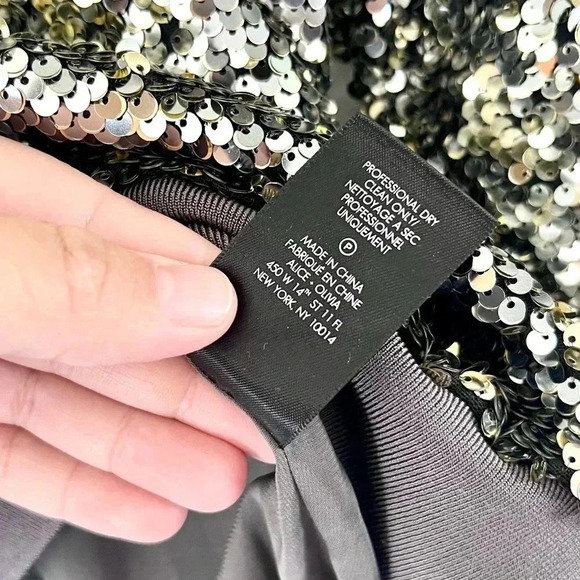 Alice + Olivia Sequin Cropped Embellished Metallic Long Sleeve Sweatshirt Sz XS - Picture 9 of 9